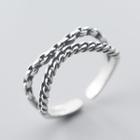Layered Chain Open Ring Silver - One Size
