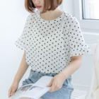 Crew-neck Dotted Short-sleeve Top