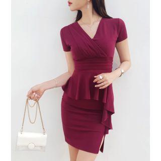 V-neck Shirred-detail Dress
