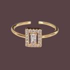 Square Rhinestone Open Ring 1 Piece - Ring - 14k - Gold - One Size