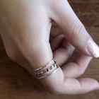 Layered Open Ring Adjustable - Silver - One Size