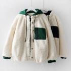 Patchwork Hooded Fleece Coat