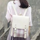 Plaid Panel Canvas Square Backpack