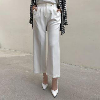 Band-waist Wide Dress Pants