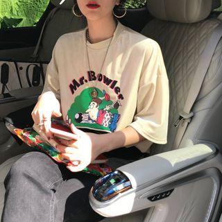 Short-sleeve Printed T-shirt Light Almond - One Size