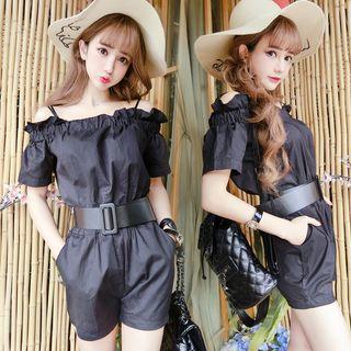 Off Shoulder Short-sleeve Playsuit