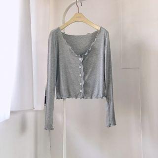 Long-sleeve Lettuce Edge T-shirt / Camisole Top