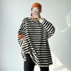 Striped Applique Oversized Sweatshirt