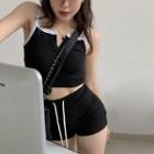 Set: Contrast Trim Camisole Top + Shorts