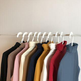 Mock Neck Plain Long Sleeve Top