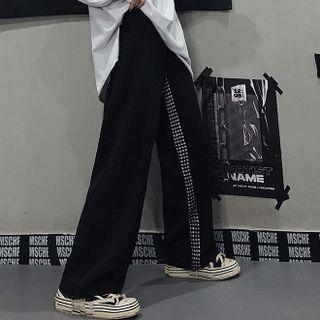 Houndstooth Panel Wide-leg Pants