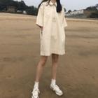 Elbow-sleeve Collar T-shirt Dress