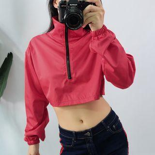 Long-sleeve Cropped Turtleneck Top