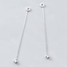 925 Sterling Silver Rhinestone Dangle Earring 1 Pair - Silver - One Size