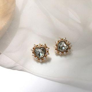 Gemstone Heart Earring / Clip-on Earring