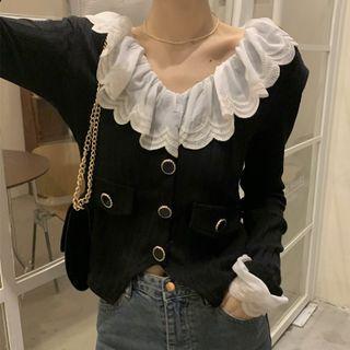 Lace Peter Pan Collar Long-sleeve Cardigan