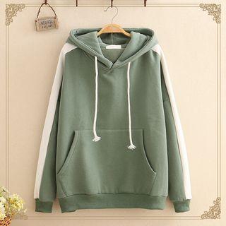 Contrast-trim Pocket-detail Fleece-lined Hoodie