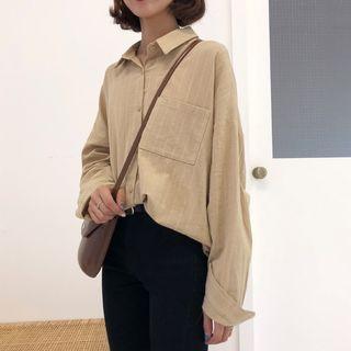 Pocket-front Striped Long-sleeve Shirt