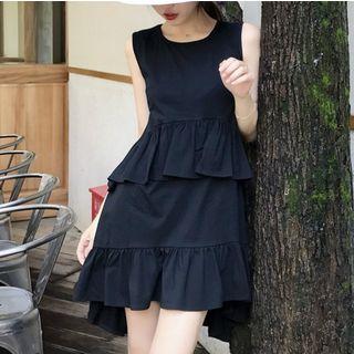 Sleeveless Frill-trim Dip-back Mini Dress