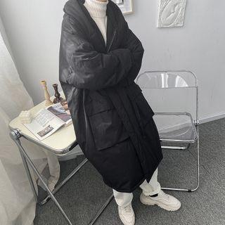 Pocket-detail Padded Hood Long Jacket
