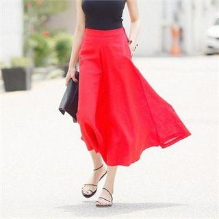 High-waist Linen Blend Wide-leg Pants