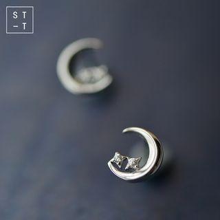 Sterling Silver Moon Star Earring