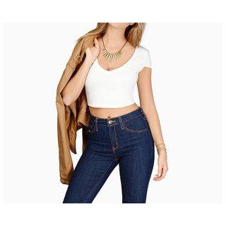 Short Sleeve Open Back Cropped T-shirt