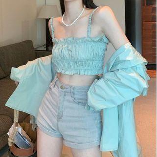 Frill Trim Cropped Camisole Top / Shirt