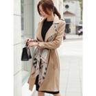 Capelet Double-breasted Trench Coat With Sash Beige - One Size