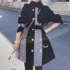 Houndstooth Panel Trench Coat