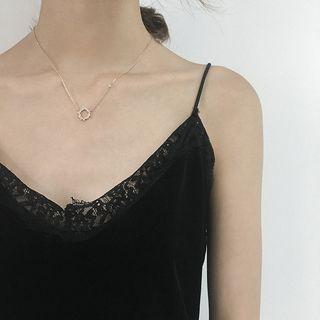 Rhinestone Mini Hoop Pendant Necklace