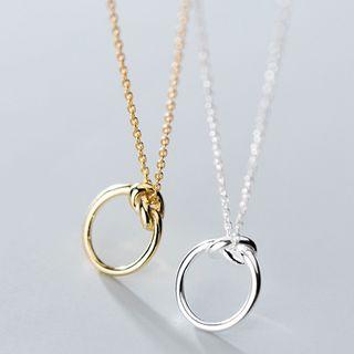 925 Sterling Silver Knotted Hoop Pendant Necklace