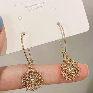 Rhinestone Drop Hoop Earring 1 Pair - A229 - Gold - One Size