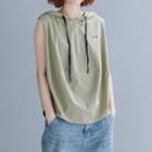 Hooded Sleeveless T-shirt Pea Green - One Size