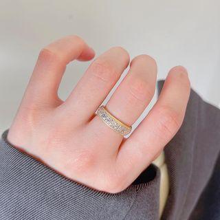 925 Sterling Pattern Open Ring K767 - Gold - One Size