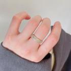 925 Sterling Pattern Open Ring K767 - Gold - One Size