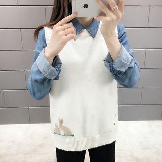 Rabbit Print Knit Vest