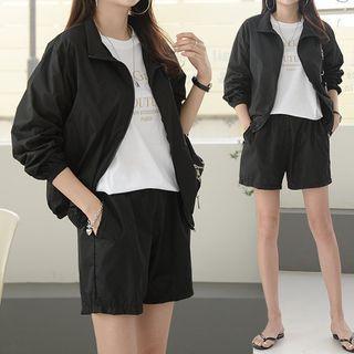 Set: High-neck Jacket + Sweat Shorts
