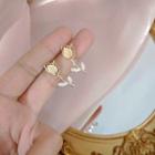 925 Sterling Silver Rose Stud Earring 1 Pair - Gold - One Size