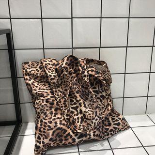Leopard Print Canvas Tote Bag As Shown In Figure - One Size