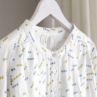 Crewneck Dotted Color-block Oversize Shirt White - One Size