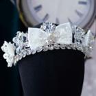 Wedding Rhinestone Floral Crown 1 Pc - Transparent & White - One Size