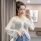 Long-sleeve Mesh Knit Top