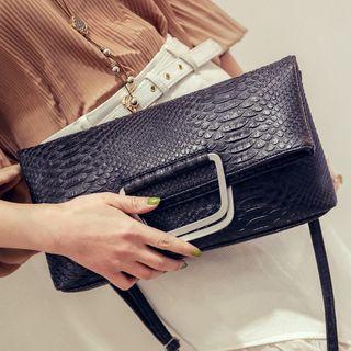 Embossed Faux Leather Clutch