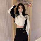 Color Block Crop Zip Jacket
