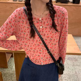 Long Sleeve Floral Print Knit Top