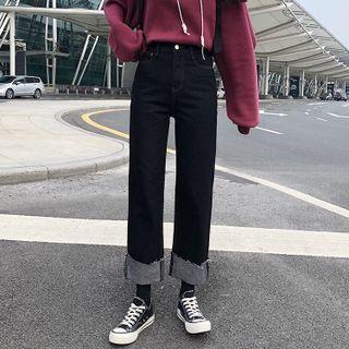 High Waist Cropped Loose Fit Jeans