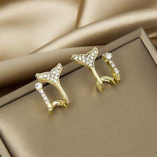 Rhinestone Fish Tail Stud Earring E3642 - 1 Pair - Gold - One Size