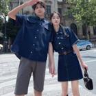 Couple Matching Short-sleeve Denim Shirt / Pants / Mini Shirt Dress