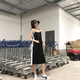 Spaghetti Strap Colored Panel Dress